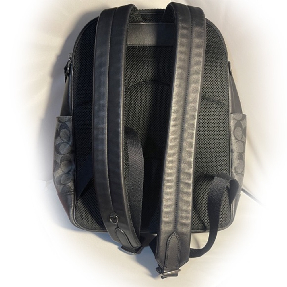 Coach ๐๐๐ Black Signature Canvas Backpack with Leather Trim NEW - Picture 6 of 16